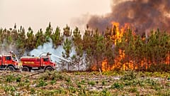 Feuerwehrleute kämpfen mit den Flammen in der Nähe von Saint-Magne, im Süden von Bordeaux, 11.08.2022