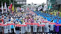 Detalle de la manifestación de este sábado en Seúl (Corea del Sur).