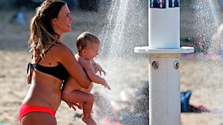 Stranddusche in Frankreich im Sommer 2018