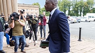 Manchester City footballer Benjamin Mendy arrives at Chester Crown Court in Chester, England