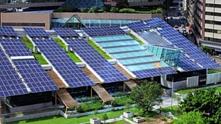 Solar panels are appearing on more and more buildings.