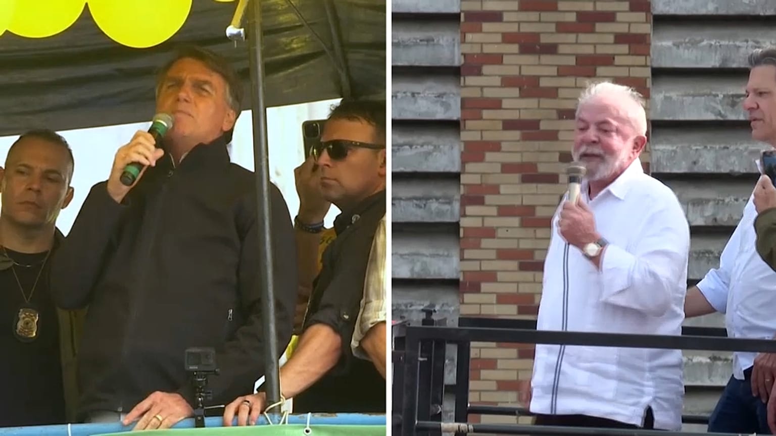 Jair Bolsonaro (izq) y su contrincante político Lula da Silva.