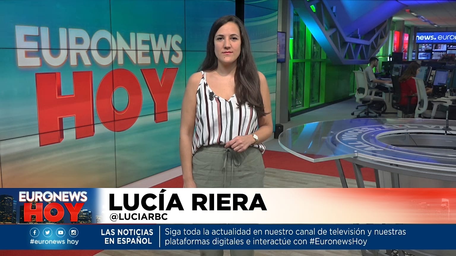 Lucía Riera presenta el informativo diario Euronews Hoy