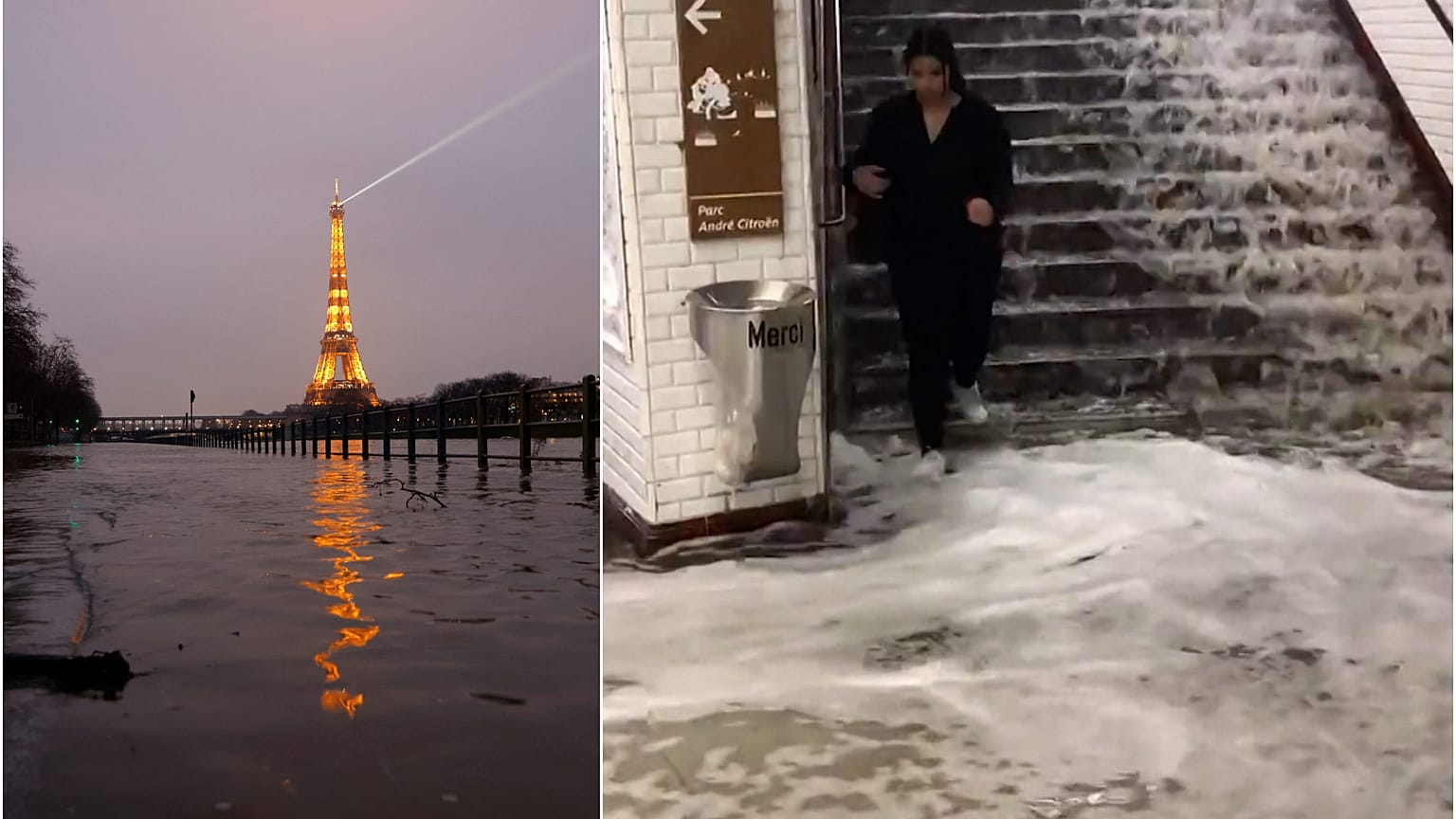 Paris'e 17 Ağustos tarihinde yazın normalde 1 ayda düşen yağmur bir günde yağınca günlük hayat büyük ölçüde aksadı.
