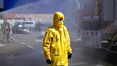Учения ГСЧС на случай возможного ядерного инцидента на Запорожской АЭС, 17 августа 2022 года.