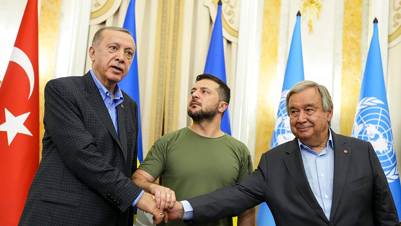 Στιγμιότυπο από την τριμερή Ζελένσκι, Γκουτέρες, Ερντογάν