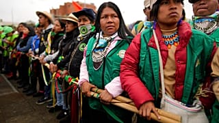Début d'une cérémonie d'inauguration " populaire et spirituelle " par des membres de la garde paysanne environnementale en l'honneur du président Gustavo Petro (août 2022).