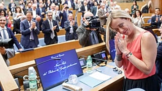 زعيمة حزب فراتيللي ديتاليا (إخوة إيطاليا) جيورجيا ميلوني خلال اجتماع في روما، الخميس، 28 يوليو / تموز 2022