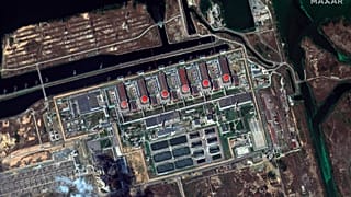 Műholdfelvétel a zaporizzsjai atomerőműről