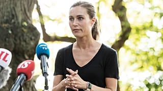 Sanna Marin finn miniszterelnök sajtótájékoztatót tart Helsinkiben 2022. augusztus 19-én.