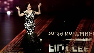 الفنانة لبلبة تقف على خشبة المسرح خلال افتتاح الدورة الأربعين للفيلم الدولي في القاهرة بدار الأوبرا المصرية، الثلاثاء 20 نوفمبر 2018