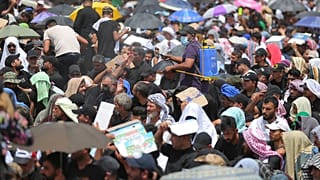 صورة أرشيفية لاعتصام مناصري التيار الصدري أمام مبنى البرلمان في بغداد، العراق، 12 أغسطس 2022