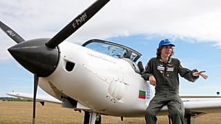 Mack Rutherford sur la piste de l'aérodrome de Buzet, près de la ville de Charleroi en Belgique. 23 août 2022.