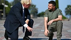 Boris Johnson e Volodymyr Zelenksy a Kiev, nel Giorno dell'Indipendenza