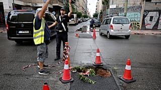 Οδός Πειραιώς, καθίζηση οδοστρώματος