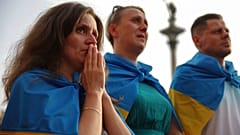 Rassemblement à Varsovie, en Pologne le 24 août 2022, jour de la célébration de l'indépendance de l'Ukraine, six mois pile après le début de l'invasion russe.