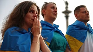 Rassemblement à Varsovie, en Pologne le 24 août 2022, jour de la célébration de l'indépendance de l'Ukraine, six mois pile après le début de l'invasion russe.