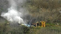 the scene of a helicopter crash where former NBA basketball star Kobe Bryant died in Calabasas