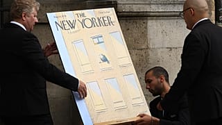 Una delle copertine di Sempé esposta al suo funerale