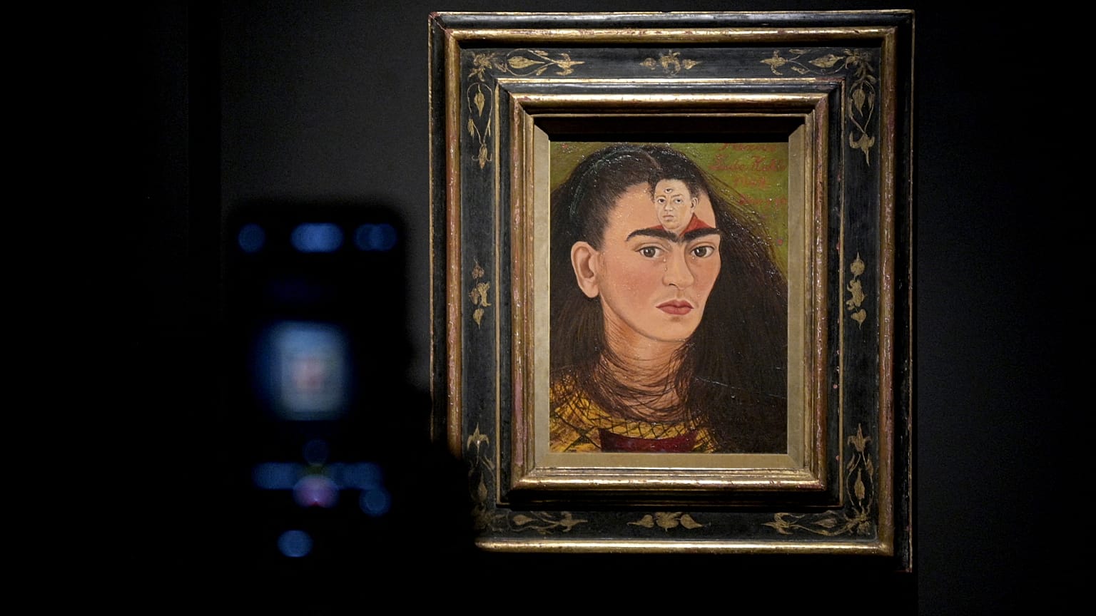 Frida Kahlo's 'Diego y Yo' during the pre-opening for the press of the MALBA exhibition