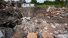 Des maisons détruites après une attaque russe dans le village de Tchapliné, en Ukraine, jeudi 25 août 2022. 
