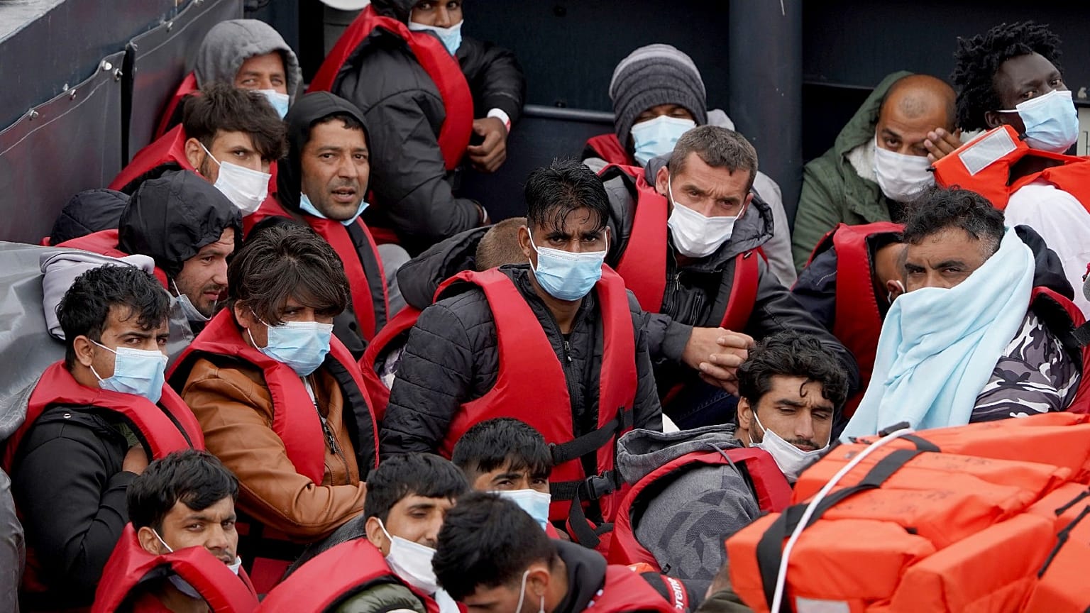 People thought to be migrants are brought in to Dover, Kent, England, following a small boat incident in the Channel, Monday July 11, 2022