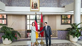 وزير الخارجية المغربي ناصر بوريطة مصافحا وزيرة الخارجية الألمانية أنالينا بيربوك 25/08/2022
