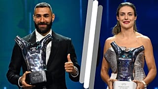 Le Français Karim Benzema (à g.) et l'Espagnole Alexia Putellasa (à dr.), lauréats des trophées UEFA 2022 - Istanbul le 25/08/2022