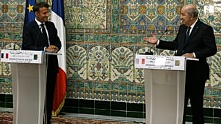 االمؤتمر الصحفي المشترك للرئيس الجزائري عبد المجيد تبون ونظيره الفرنسي إيمانويل ماكرون
