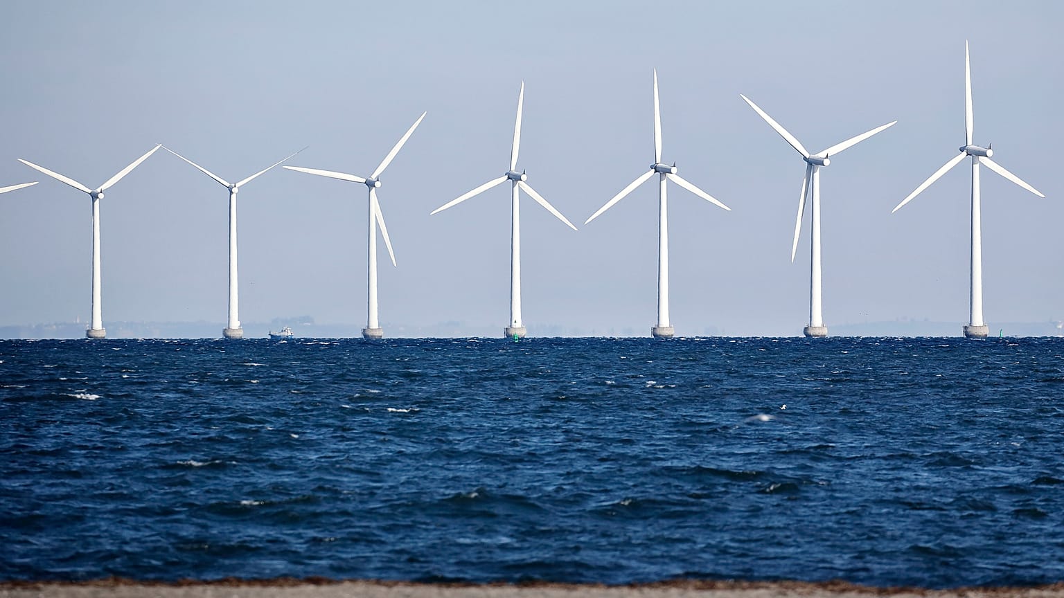 Offshore turbines at Amager Stand near Copenhagen.