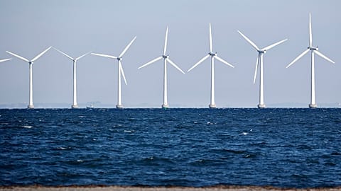 Offshore turbines at Amager Stand near Copenhagen.