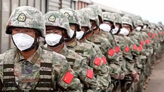 Chinese soldiers arrive to the Grodekovo railway station to participate in war games drills, in Grodekovo, Russia, 29 August 2022