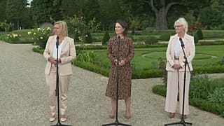 Nancy Faeser, Annalena Baerbock und Christine Lambrecht in Meserburg bei Berlin