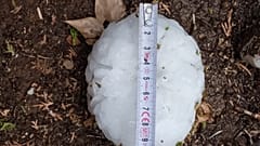 Una piedra de granizo caída el martes en La Bisbal d'Empordà.