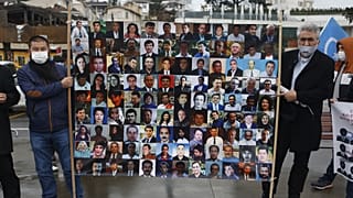 Archives : manifestation de membres de la communauté ouïghoure réfugiés en Turquie, le 10 février 2021 à Istanbul