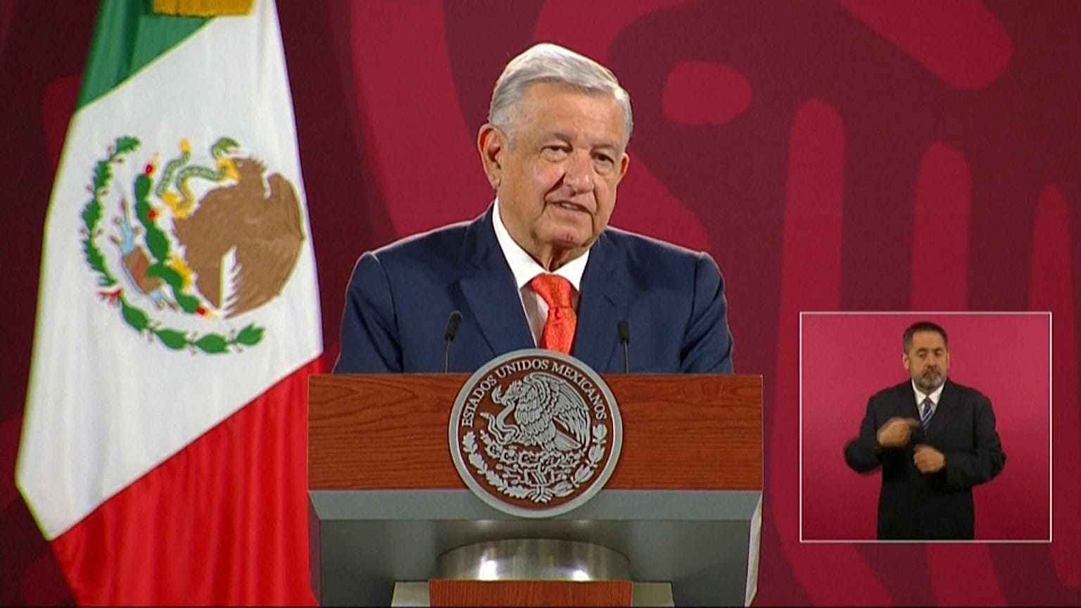 Andrés Manuel López Obrador, presidente de México, en su rueda de prensa diaria.