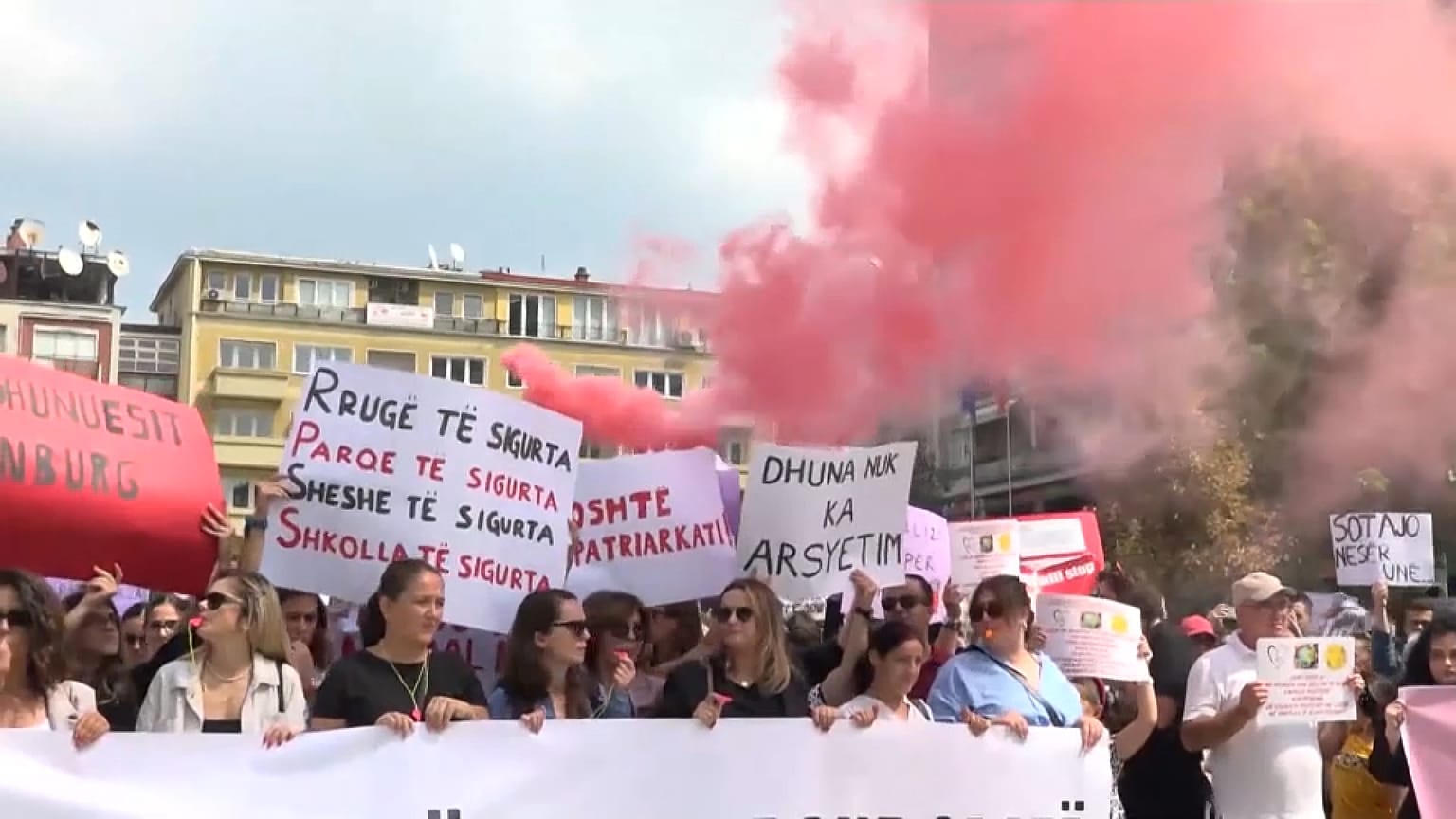 Some protesters carried banners reading "The state is guilty" and "No, that means No".