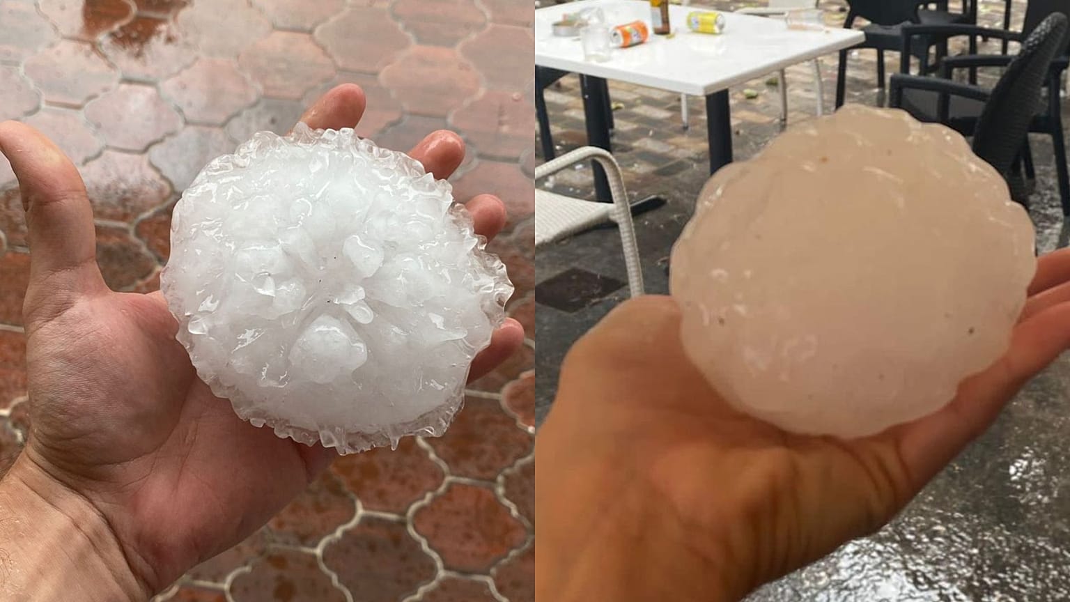 Giant, tennis-ball sized hail rained down on Catalonia earlier this week. 