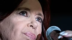 Cristina Fernandez, Argentina's former president and the country's current vice president, delivers a speech in front of her home in Buenos Aires, 27 August 2022