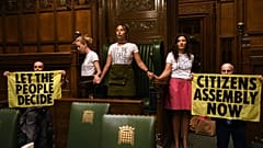 Climate activists glued themselves together around the Speaker's Chair in UK parliament