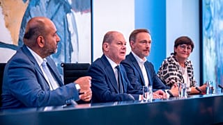 Olaf Scholz bei der Vorstellung des Entlastungspakets an diesem Sonntag