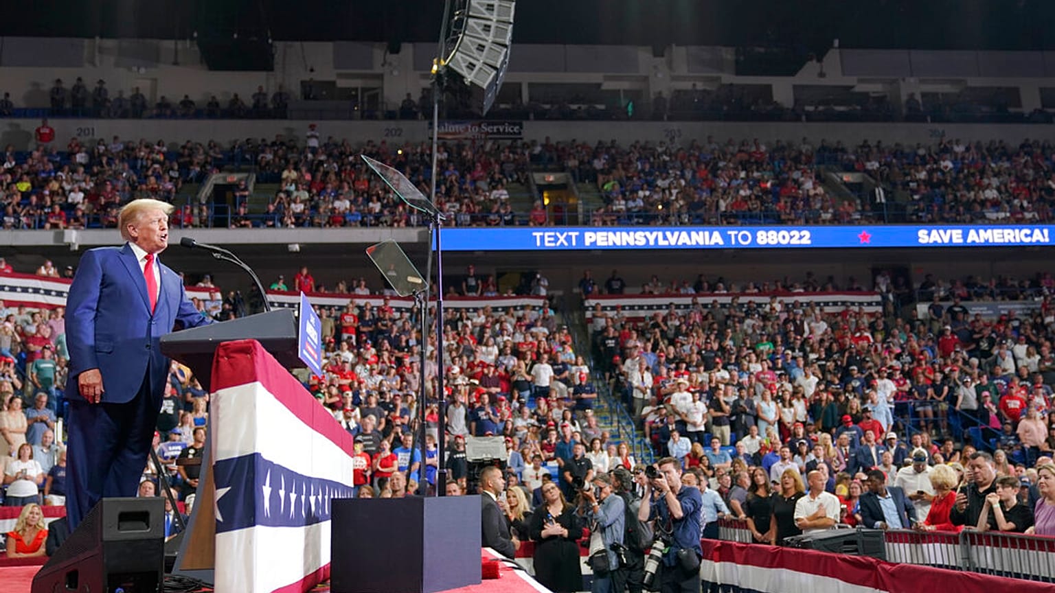 Donald Trump bei seiner Rede in Wilkes-Barre