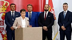 Serbiens Ministerpräsidentin Ana Brnabic bei ihrer Pressekonferenz