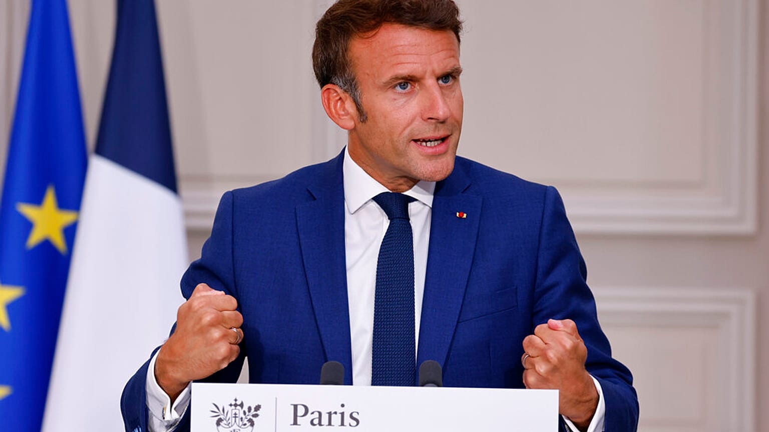El presidente francés Emmanuel Macron en el Elíseo, París, 5/9/2022