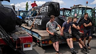 Dutch farmers protest against nitrogen and ammonia emissions cuts near the town of Drachten.