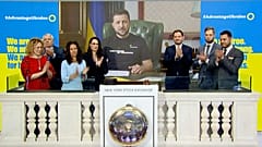 La intervención de Zelenski, por videoconferencia, en Wall Street