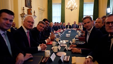 British Prime Minister Liz Truss holds her first cabinet meeting inside 10 Downing Street in London