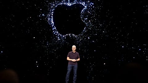 Apple CEO Tim Cook speaks at an Apple special event at Apple Park in Cupertino, California on September 7, 2022.