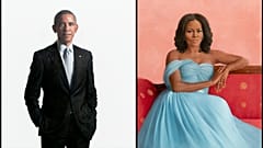 The official White House portraits of former President Barack Obama, by artist Robert McCurdy, and former first lady Michelle Obama, by artist Sharon Sprung