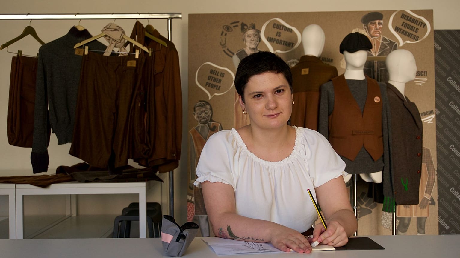 Fashion Designer Emilia Torcini at her atelier in Tuscany, Italy